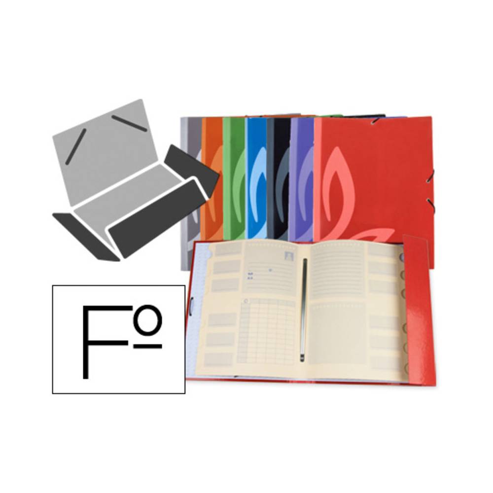 Carpeta liderpapel gomas carton forrado clasificadora folio 7 colores surtidos