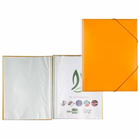 Carpeta liderpapel escaparate con espiral 80 fundas polipropileno din a4 naranja