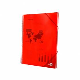 Carpeta liderpapel escaparate con espiral 80 fundas polipropileno din a4 rojo