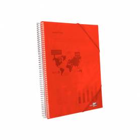 Carpeta liderpapel escaparate con espiral 80 fundas polipropileno din a4 rojo