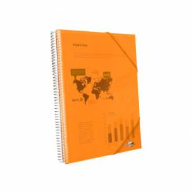 Carpeta liderpapel escaparate con espiral 60 fundas polipropileno din a4 naranja