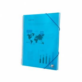 Carpeta liderpapel escaparate con espiral 60 fundas polipropileno din a4 azul