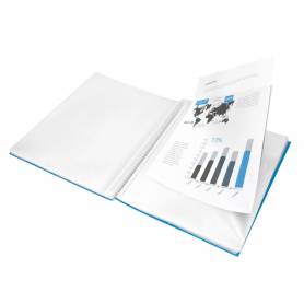 Carpeta liderpapel escaparate con espiral 60 fundas polipropileno din a4 azul