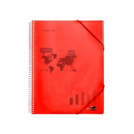 Carpeta liderpapel escaparate con espiral 30 fundas polipropileno din a4 rojo