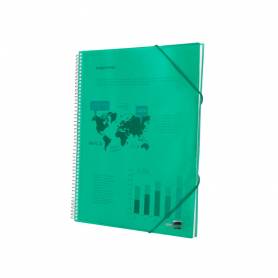 Carpeta liderpapel escaparate con espiral 10 fundas polipropileno din a4 verde