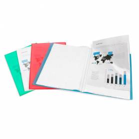 Carpeta liderpapel escaparate 47492 30 fundas polipropileno din a4 azul translucido