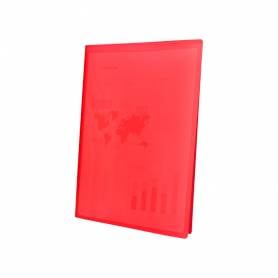 Carpeta liderpapel escaparate 47070 60 fundas polipropileno din a4 rojo translucido