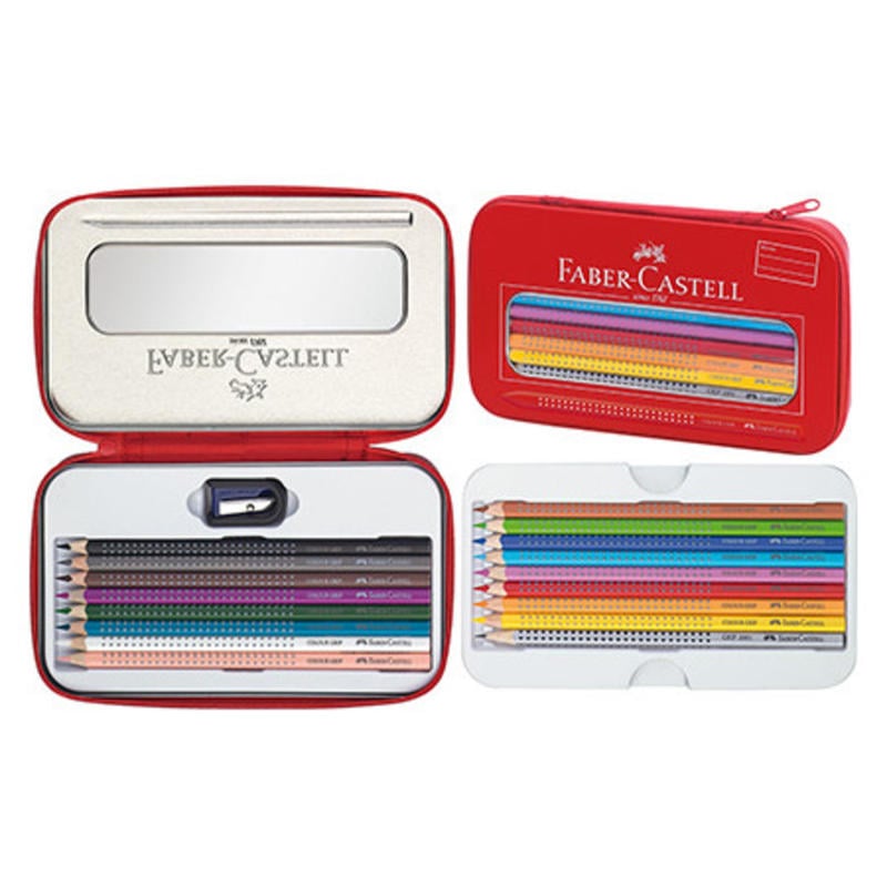 Plumier escolar faber castell grip metalico con cremallera color rojo 197x170x36 mm