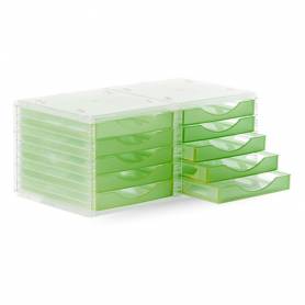 Fichero cajones de sobremesa q-connect 340x270x260 mm apilables 5 cajones verde kiwi translucido