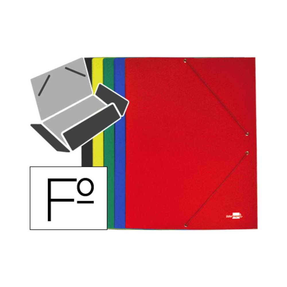 Carpeta liderpapel gomas folio 3 solapas carton plastificado colores surtidos