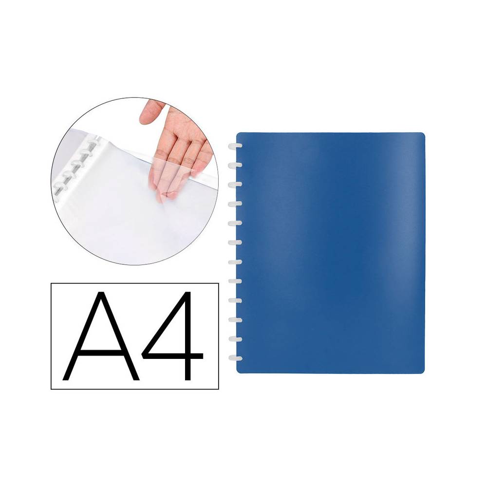 Carpeta liderpapel din a4 con 20 fundas intercambiables color azul