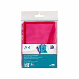 Carpeta liderpapel dossier broche 36669 polipropileno din a4 pack de 5 col.surtidos transparente multitaladro