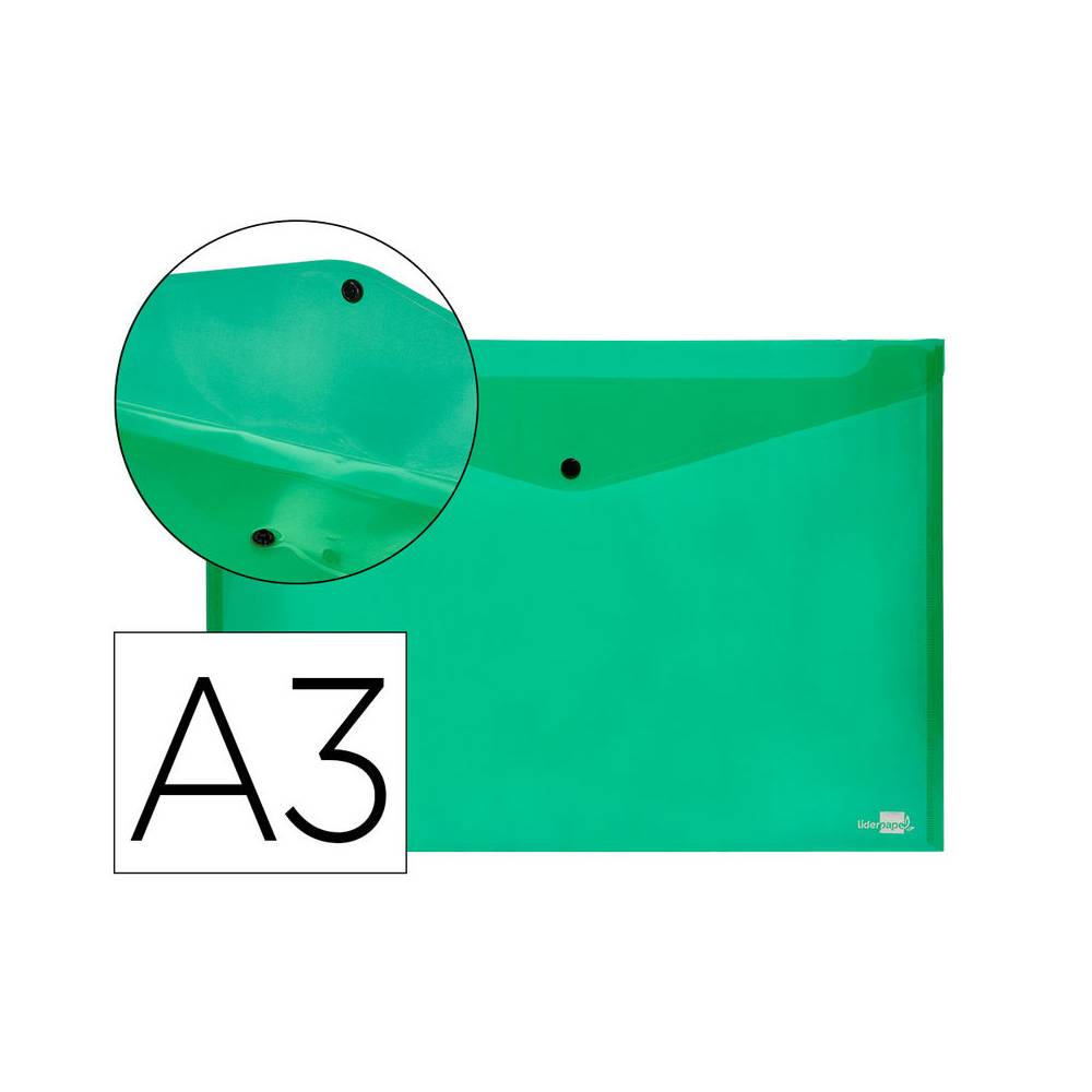 Carpeta liderpapel dossier broche 44243 polipropileno din a3 verde translucido