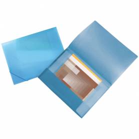 Carpeta liderpapel portadocumentos 44802 solapas polipropileno din a3 azul translucido lomo flexible