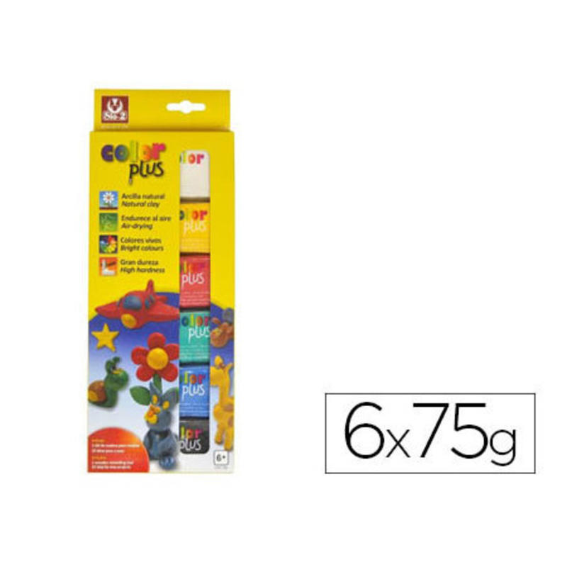 Arcilla sio-2 colorplus que endurece al aire paquete de 6 colores surtidos 75 gr