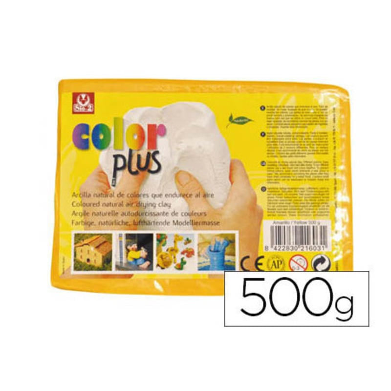 Arcilla sio-2 colorplus que endurece al aire amarillo paquete de 500 gr