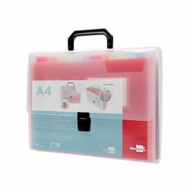 Carpeta liderpapel clasificador fuelle 45144 polipropileno a4 transparente con asa spectrafile 26 dpto