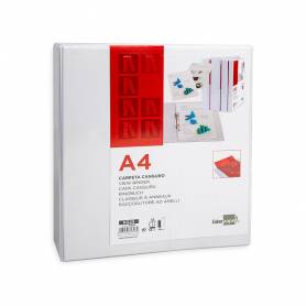 Carpeta canguro 2 anillas mixtas 55mm liderpapel a4 plastico blanca