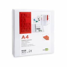 Carpeta canguro 4 anillas mixtas 40mm liderpapel a4 plastico blanca