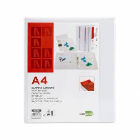 Carpeta canguro 2 anillas mixtas 40mm liderpapel a4 plastico blanca