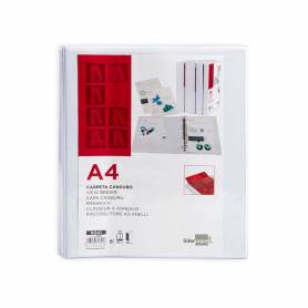 Carpeta canguro 4 anillas mixtas 16mm liderpapel a4 plastico blanca