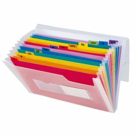 Carpeta liderpapel clasificador fuelle 42159 polipropileno a4 tte 2 huecos tarjetas spectrafile 13 dpto