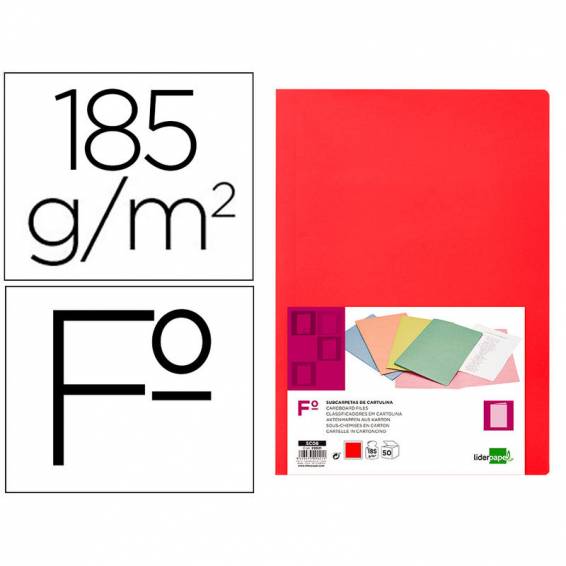 Subcarpeta liderpapel folio rojo intenso 180g/m2