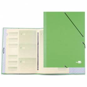 Carpeta clasificadora liderpapel 12 departamentos folio prolongado carton forrado verde claro