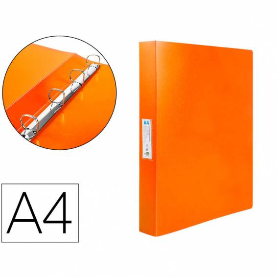 Carpeta liderpapel 4 anillas 25 mm mixtas 43431 polipropileno din a4 naranja serie frosty