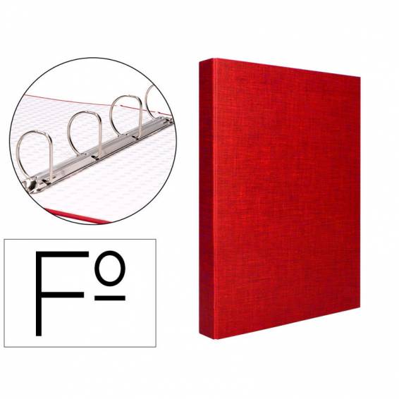 Carpeta de 4 anillas 40mm mixtas liderpapel folio carton forrado paper coat roja