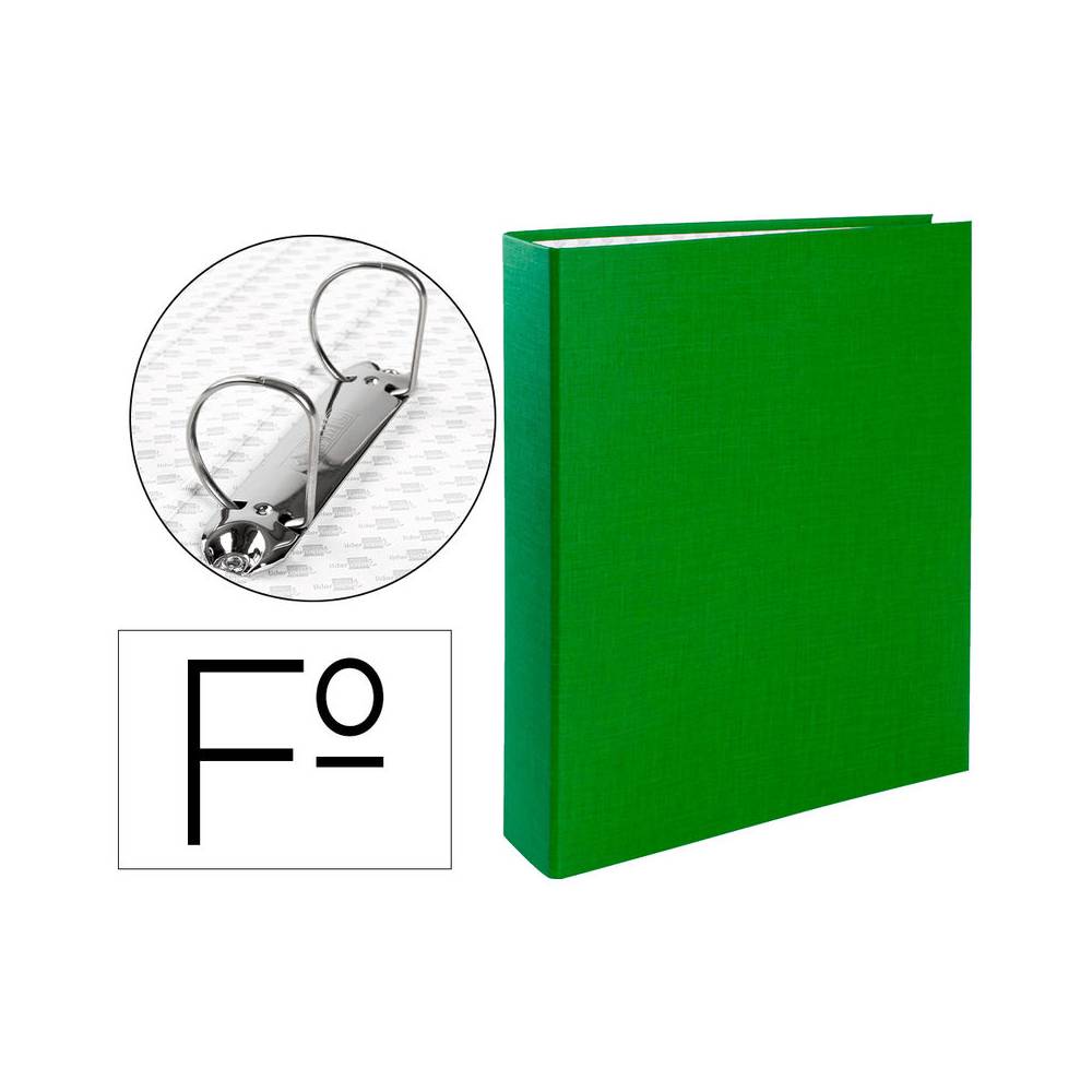 Carpeta de 2 anillas 40mm mixtas liderpapel folio carton forrado paper coat compresor plastico verde