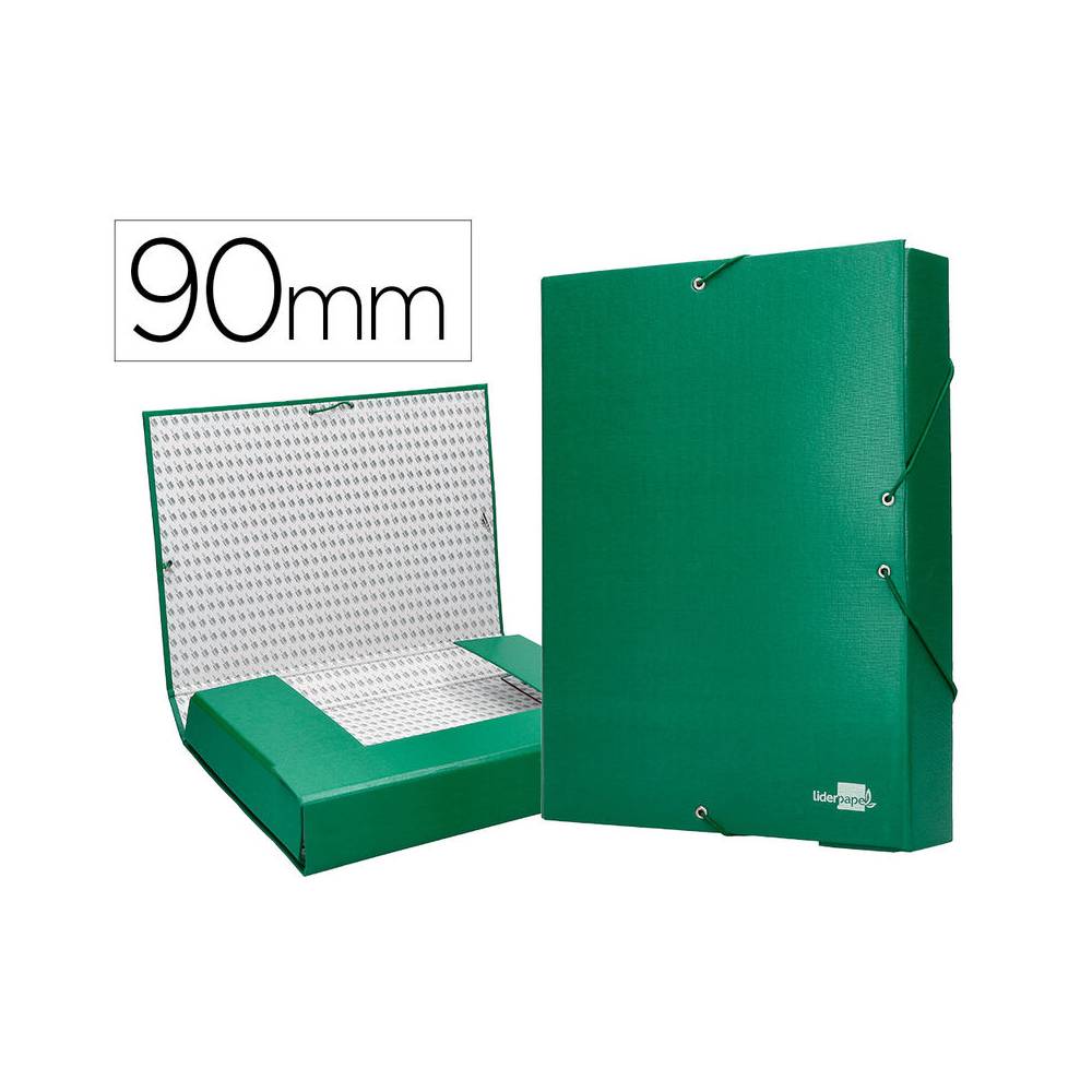 Carpeta proyectos liderpapel folio lomo 90mm carton forrado verde