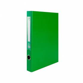 Carpeta de 2 anillas 25mm mixt as liderpapel folio forrado papercoat con ollao y tarjetero compresor plastico verde