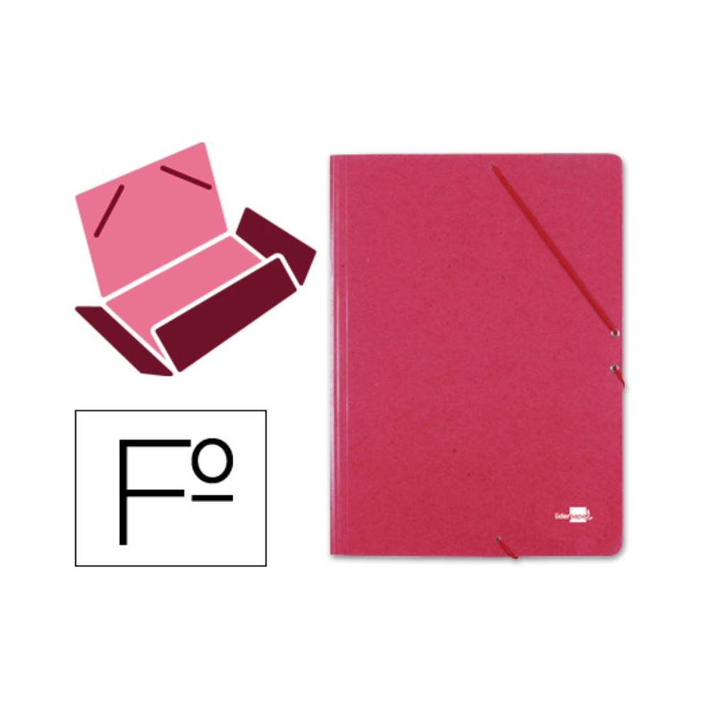 Carpeta liderpapel gomas folio 3 solapas carton prespan roja