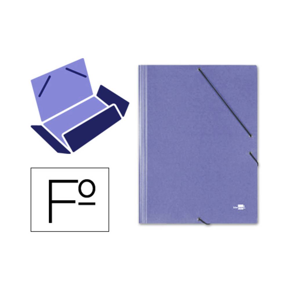 Carpeta liderpapel gomas folio 3 solapas carton simil prespan azul