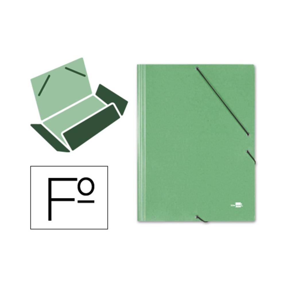 Carpeta liderpapel gomas folio 3 solapas carton simil prespan verde