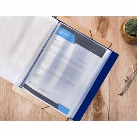 Carpeta liderpapel personaliza 37732 40 fundas canguro polipropileno din a4 azul portada y lomo personalizable