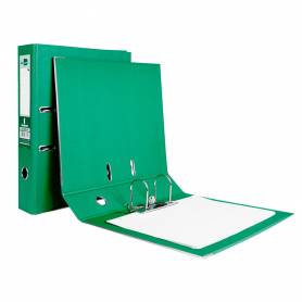 Archivador de palanca liderpapel folio documenta forrado pvc con rado lomo 75mm verde compresor metalico