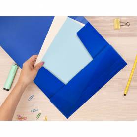 Carpeta liderpapel gomas solapas 34962 polipropileno din a4 azul translucido