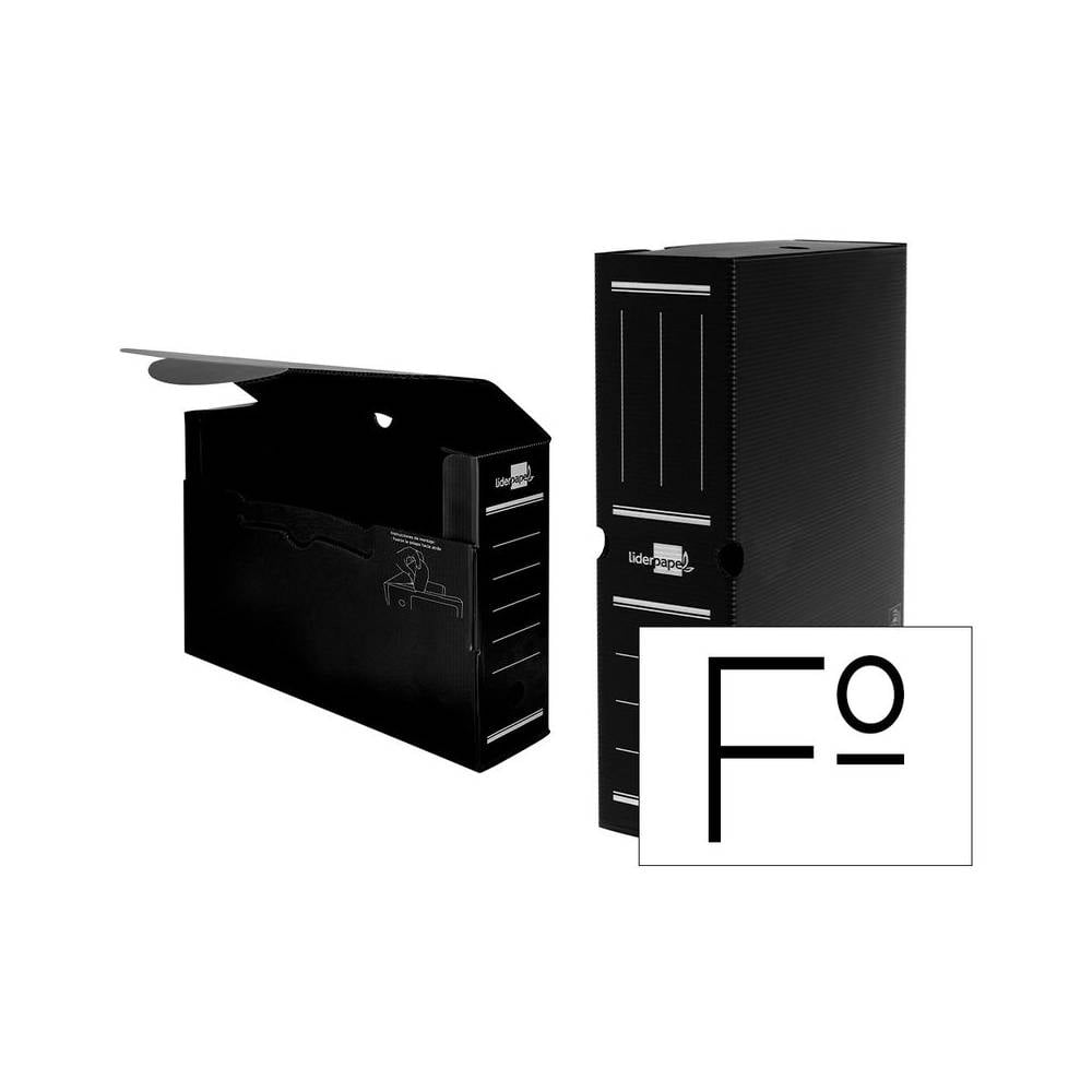 Caja archivo definitivo plastico liderpapel negro 360x260x100 mm