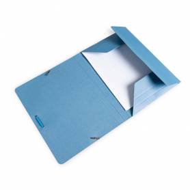 Carpeta liderpapel gomas cuarto 3 solapas carton pintado azul