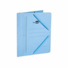 Carpeta liderpapel gomas cuarto 3 solapas carton pintado azul