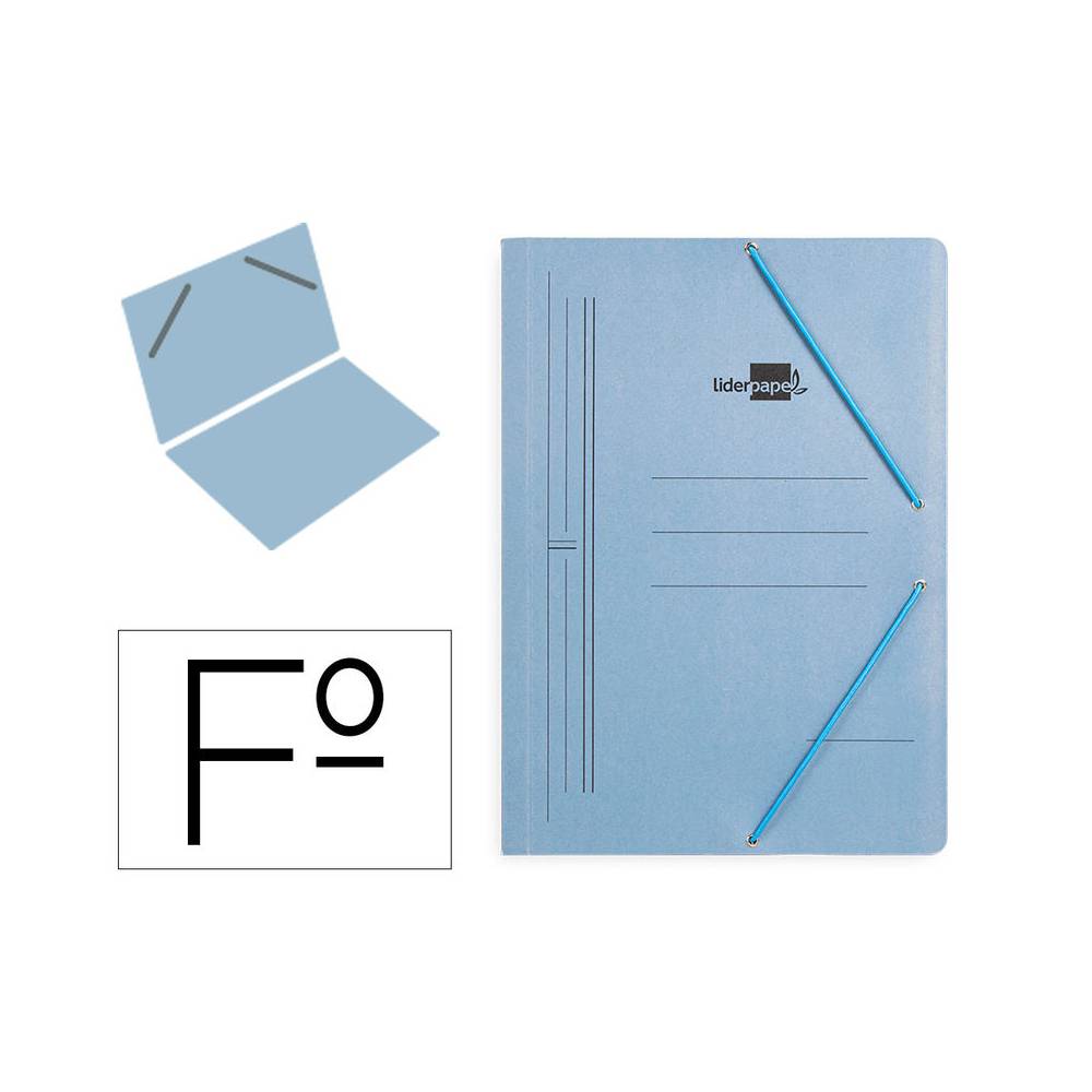 Carpeta liderpapel gomas folio sencilla carton pintado azul