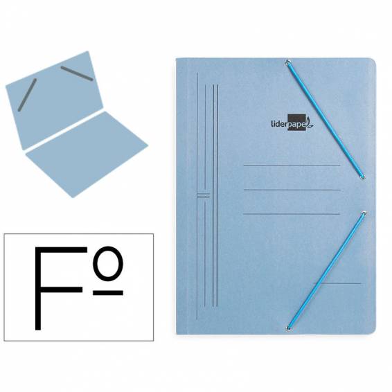 Carpeta liderpapel gomas folio sencilla carton pintado azul