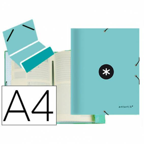 Carpeta liderpapel antartik clasificadora a4 12 departamentos goma carton forrado color menta