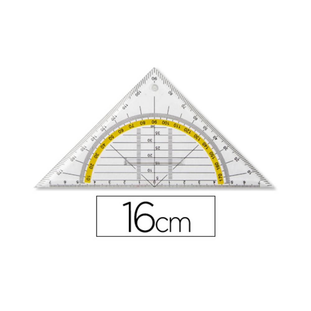 Escuadra liderpapel geometria 16 cm plastico cristal con pestaña de sujeccion