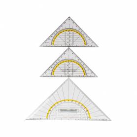 Escuadra liderpapel geometria 16 cm plastico cristal con pestaña de sujeccion