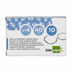 Anilla bisagra liderpapel niquelada n.4 diametro 40 mm caja de 10 unidades