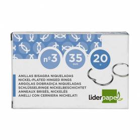 Anilla bisagra liderpapel niquelada n.3 diametro 35 mm caja de 20 unidades