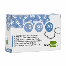 Anilla bisagra liderpapel niquelada n.2 diametro 30 mm caja de 20 unidades